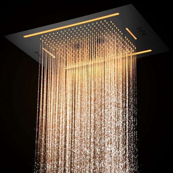 Cascada Florence 23"x31" Matte Black Music LED Shower Head - Cascada Showers