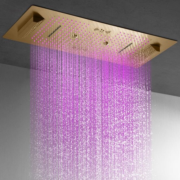 Cascada Genoa 16"x36" Brushed Gold Music LED Digital Shower System - Cascada Showers