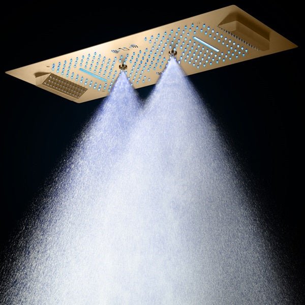 Cascada Genoa 16"x36" Brushed Gold Music LED Digital Shower System - Cascada Showers