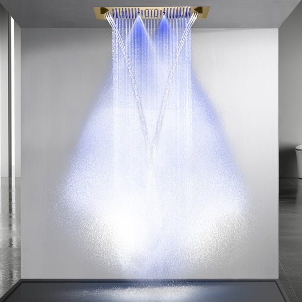 Cascada Genoa 16"x36" Brushed Gold Music LED Digital Shower System - Cascada Showers
