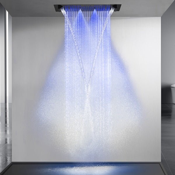 Cascada Genoa 16"x36" Matte Black Music LED Digital Shower System - Cascada Showers