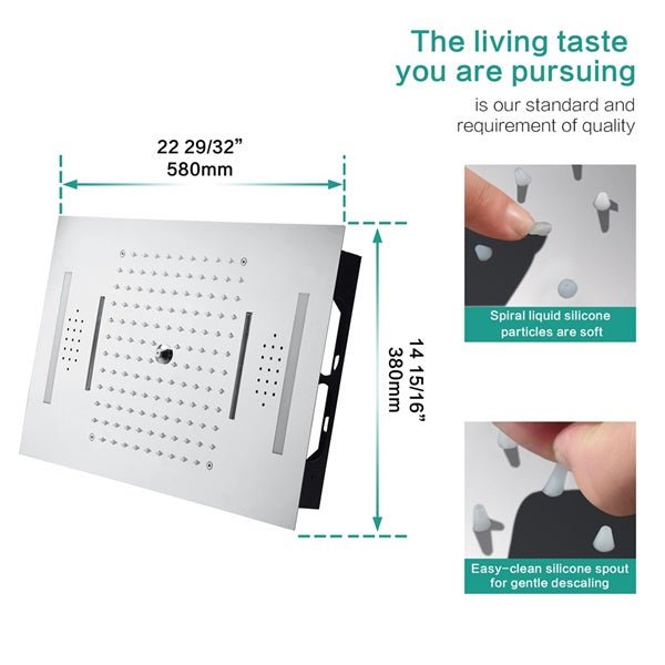 Cascada Lido 15"x23" Music LED Shower Head - Cascada Showers