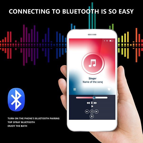 Cascada Luxury 16β Square Music LED shower system with built-in Bluetooth Speakers, 4 function (Rainfall, Waterfall, Misty, & Handshower) & Remote Control 64 Color Lights cascada system LED bluetooth shower head speaker hot cold music rain rainfall musical lights showerhead body spray jets waterfall misty ceiling mounted handheld high pressure multicolor holder matte black chrome oil rubbed bronze mixer remote control