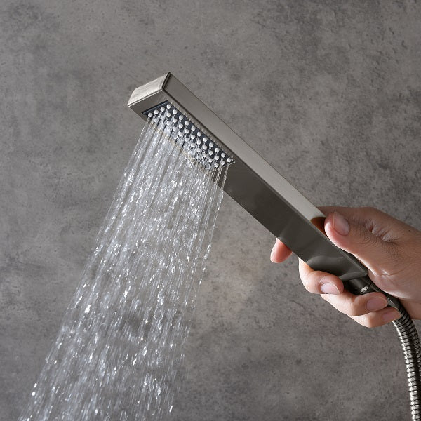 Cascada Luxury 22” Music LED shower system (Wall Mounted) with Single Valve & LCD Display, 3 function (Rain, Waterfall & Hand Shower) & Remote Control 64 Color Lights (Matt Black) cascada system LED bluetooth shower head with handheld speaker hot cold music rain rainfall musical light showerhead body spray jet waterfall lifting rod wall mounted high pressure thermostatic mixer black matte chrome oilrubbed bronze remote control