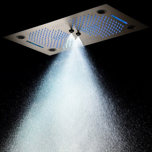 Cascada Pisa 16"x28" Brushed Nickel Bluetooth LED Shower System - Cascada Showers