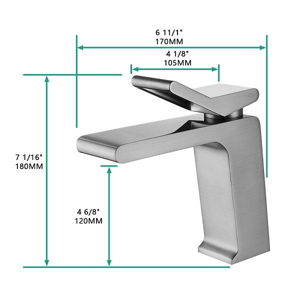 Cascada Single Handle Waterfall Bathroom Sink Faucet - Cascada Showers