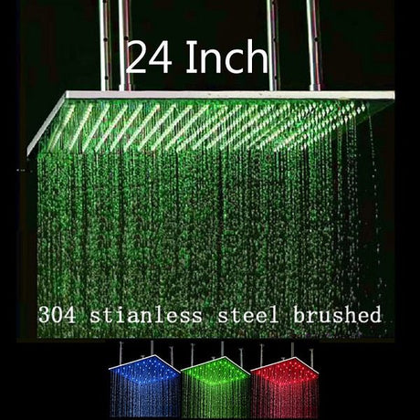 Cascada Square Ceiling Mount Rainfall LED Shower Head (Include Shower Arm) - Cascada Showers