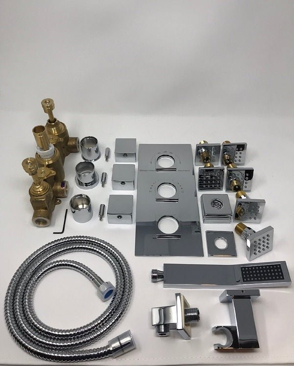 Cascada Tuscany 24" Shower System: Immersive LED Rainfall, Massage, Thermostatic - Cascada Showers