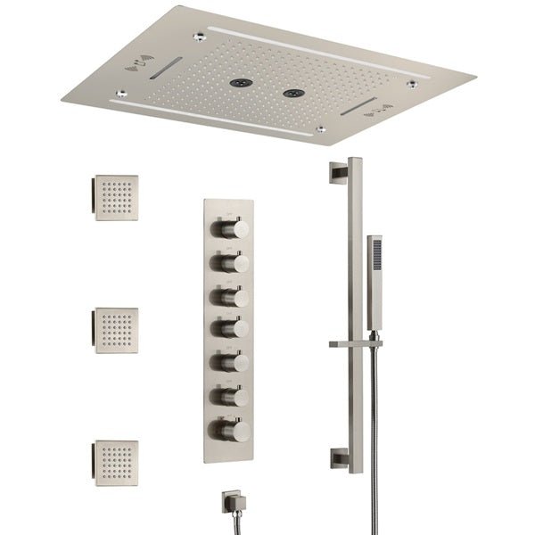 Cascada Venice 23"x31" Brushed Nickel Bluetooth LED Shower System - Cascada Showers