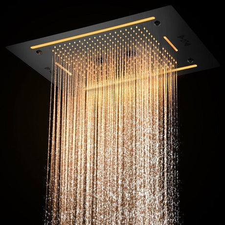 Cascada Venice 23"x31" Matte Black Music LED Showerhead - Cascada Showers