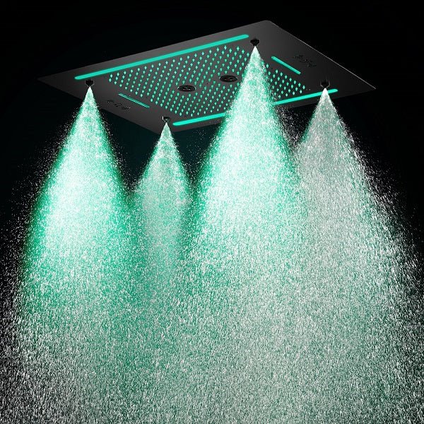Cascada Venice 23"x31" Matte Black Music LED Showerhead - Cascada Showers