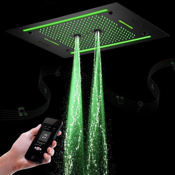 Cascada Venice 23"x31" Matte Black Music LED Showerhead - Cascada Showers