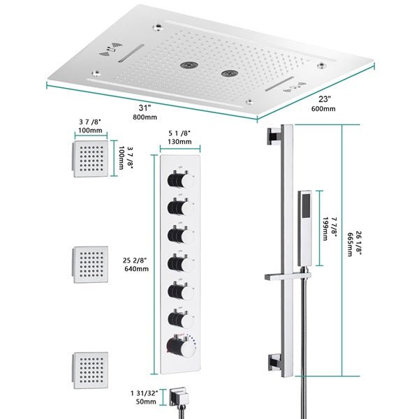 Cascada Venice 23"x31" Music LED Shower System - Cascada Showers