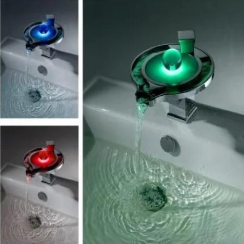 Color Changing LED Waterfall Bathroom Sink Faucet - Cascada Showers