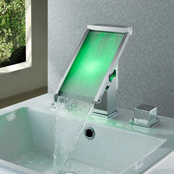 Color Changing LED Waterfall Bathroom Sink Faucet - Cascada Showers