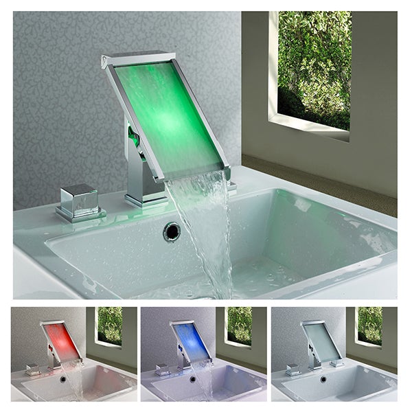 Color Changing LED Waterfall Bathroom Sink Faucet - Cascada Showers