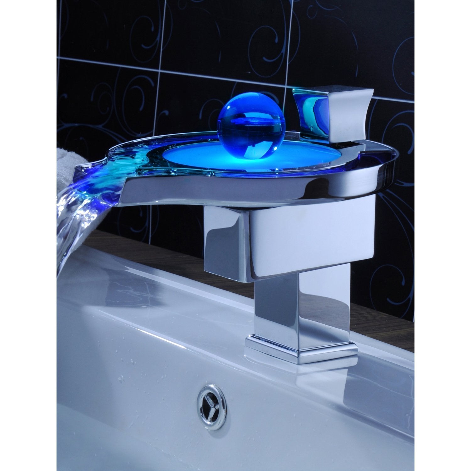 Color Changing LED Waterfall Bathroom Sink Faucet - Cascada Showers
