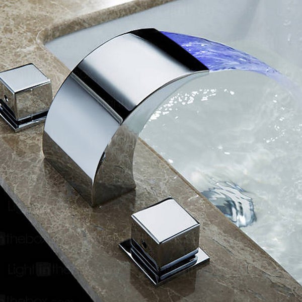 Color Changing LED Waterfall Sink Faucet - Cascada Showers
