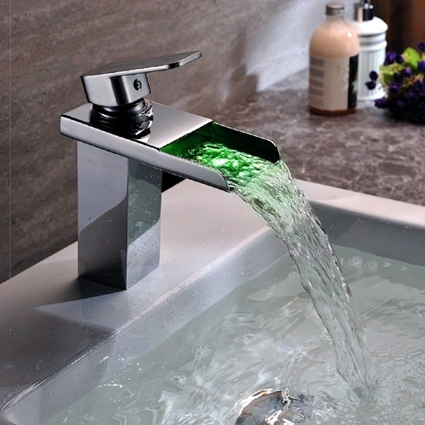 Color Changing LED Waterfall Sink Faucet - Cascada Showers