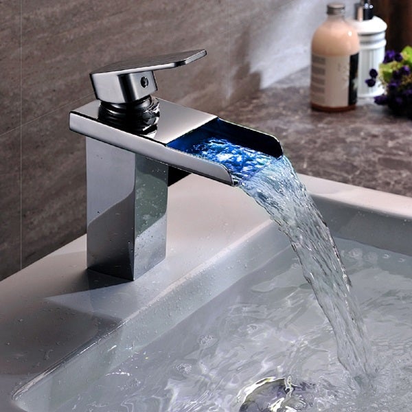 Color Changing LED Waterfall Sink Faucet - Cascada Showers