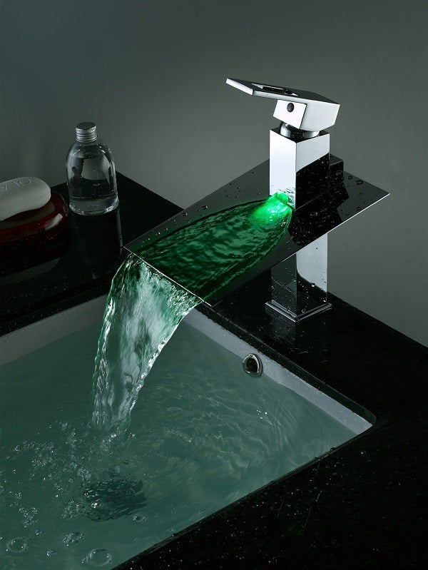 Color Changing LED Waterfall Sink Faucet - Cascada Showers