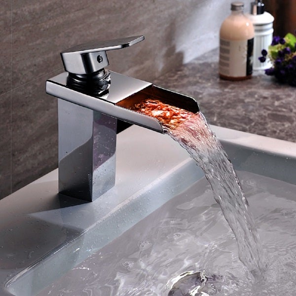 Color Changing LED Waterfall Sink Faucet - Cascada Showers