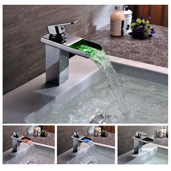 Color Changing LED Waterfall Sink Faucet - Cascada Showers
