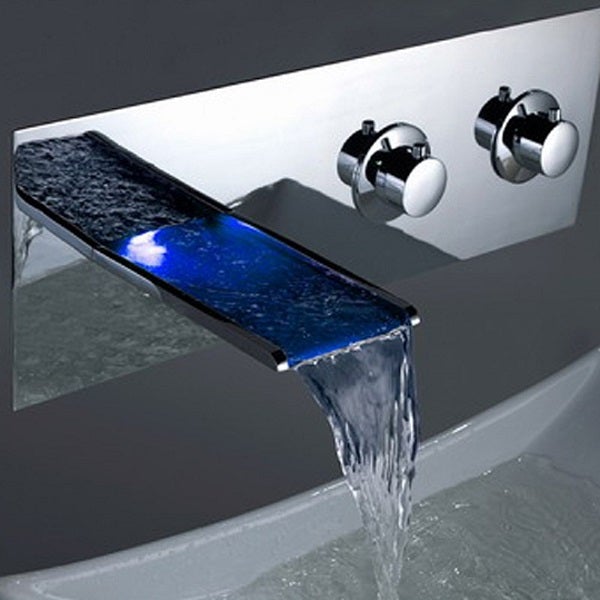Color Changing LED Waterfall Wall Mount Faucet - Cascada Showers