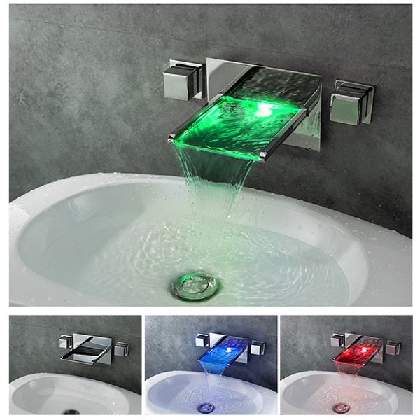 Color Changing LED Waterfall Wall Mount Faucet - Cascada Showers