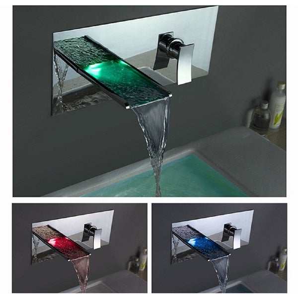 Color Changing LED Waterfall Wall Mount Faucet - Cascada Showers