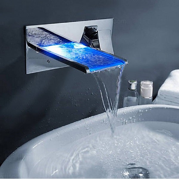 Color Changing LED Waterfall Wall Mount Faucet - Cascada Showers
