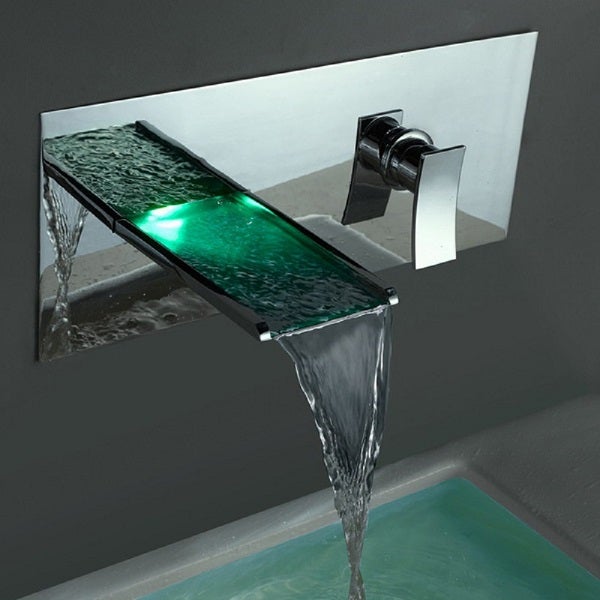 Color Changing LED Waterfall Wall Mount Faucet - Cascada Showers