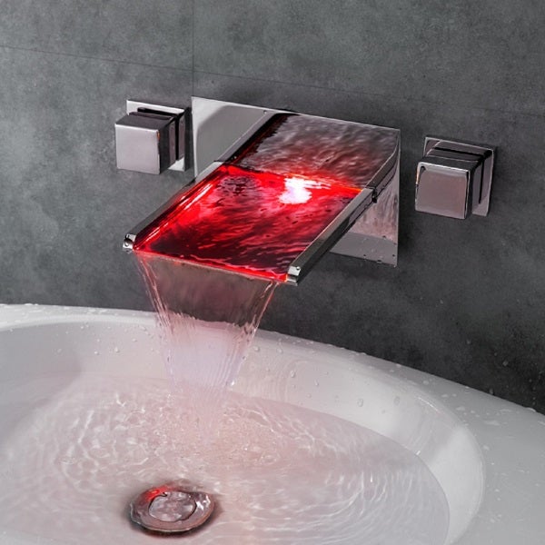 Color Changing LED Waterfall Wall Mount Faucet - Cascada Showers