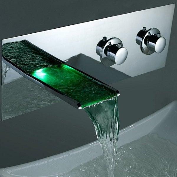 Color Changing LED Waterfall Wall Mount Faucet - Cascada Showers