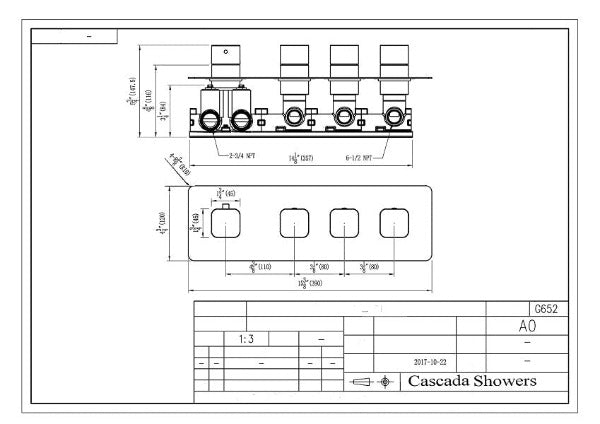 Contemporary 4-Knob Thermostatic Valve - Cascada Showers