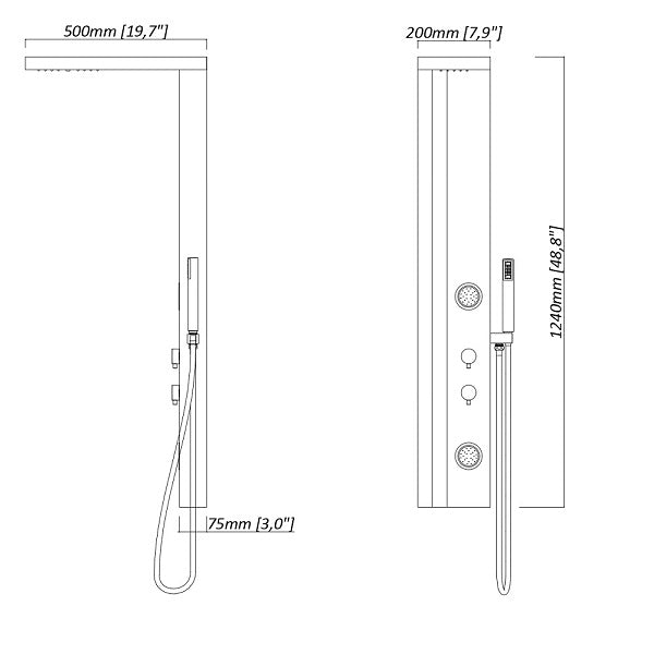Dolce Luxury Shower Panel with Rainfall Showerhead, Body Jets, and Aromatherapy by Cascada Showers - Cascada Showers