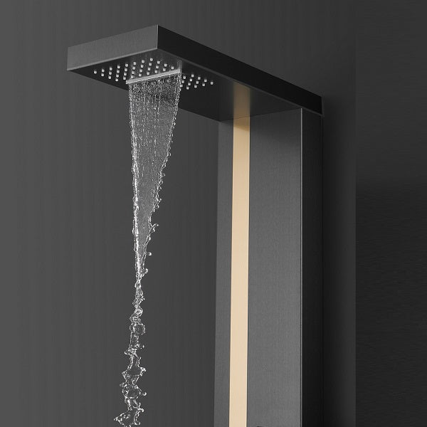 Eleganti All-in-One Shower Panel with Rain Showerhead, Body Jets, and Chromotherapy by Cascada Showers - Cascada Showers