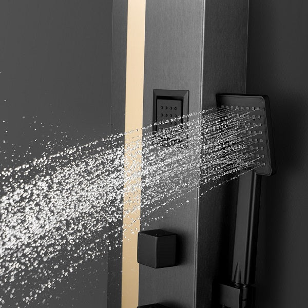 Eleganti All-in-One Shower Panel with Rain Showerhead, Body Jets, and Chromotherapy by Cascada Showers - Cascada Showers