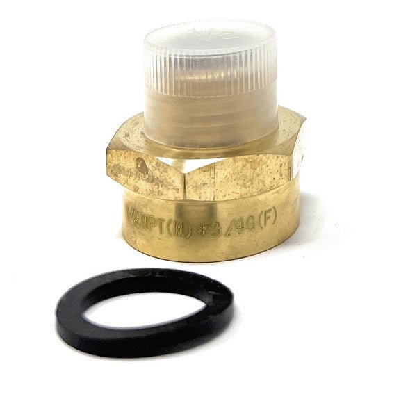 G Thread (Metric BSPP) Female to NPT Male Adapter - Lead Free (3/4" x 1/2") - Cascada Showers. 1/2 male to 3/4 female adapter, 3/4 to 1/2 adapter, 1/2 to 3/4 adapter, 3/4 female to 1/2 male reducer, 1/2 female to 3/4 male adapter, 3/4 to 1/2 male adapter, 3/4 npt to 1/2 npt,  3/4 female to 1/2 male adapter, g+3+4(g+2), 3/4 female to 1/2 male