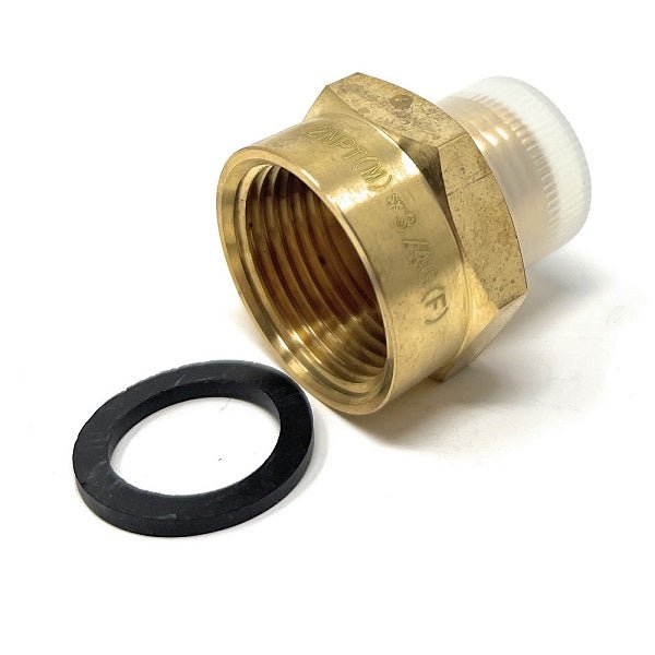 G Thread (Metric BSPP) Female to NPT Male Adapter - Lead Free (3/4" x 1/2") - Cascada Showers. 1/2 male to 3/4 female adapter, 3/4 to 1/2 adapter, 1/2 to 3/4 adapter, 3/4 female to 1/2 male reducer, 1/2 female to 3/4 male adapter, 3/4 to 1/2 male adapter, 3/4 npt to 1/2 npt,  3/4 female to 1/2 male adapter, g+3+4(g+2), 3/4 female to 1/2 male