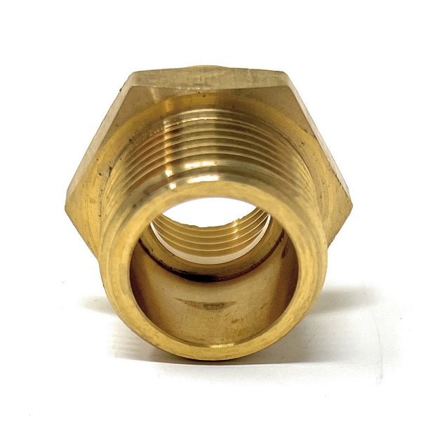 bspp to npt adapter, 3/4 male to 1/2 female reducer, 1/2 male to 3/4 female adapter, 3/4 male to 1/2 female adapter, 3/4 female to 1/2 male reducer, 1/2 female to 3/4 male adapter,  3/4 to 1/2 female adapter, g 3/4 to g 1/2 adapter, male bspp to female npt adapter, 3/4 to 1/2 adapter, 3/4 x 1/2 female adapter, 3/4 male to 1 inch female adapter, bspp to npt. G Thread (Metric BSPP) Male to NPT Female Adapter - Lead Free (3/4" x 1/2") - Cascada Showers