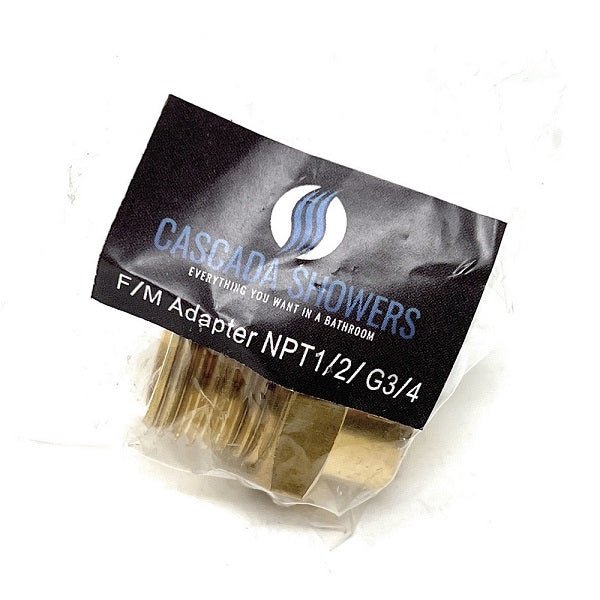bspp to npt adapter, 3/4 male to 1/2 female reducer, 1/2 male to 3/4 female adapter, 3/4 male to 1/2 female adapter, 3/4 female to 1/2 male reducer, 1/2 female to 3/4 male adapter,  3/4 to 1/2 female adapter, g 3/4 to g 1/2 adapter, male bspp to female npt adapter, 3/4 to 1/2 adapter, 3/4 x 1/2 female adapter, 3/4 male to 1 inch female adapter, bspp to npt. G Thread (Metric BSPP) Male to NPT Female Adapter - Lead Free (3/4" x 1/2") - Cascada Showers