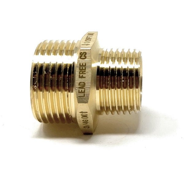 G Thread (Metric BSPP) Male to NPT Male Lead-Free Adapter (3/4" x 1/2") - Cascada Showers