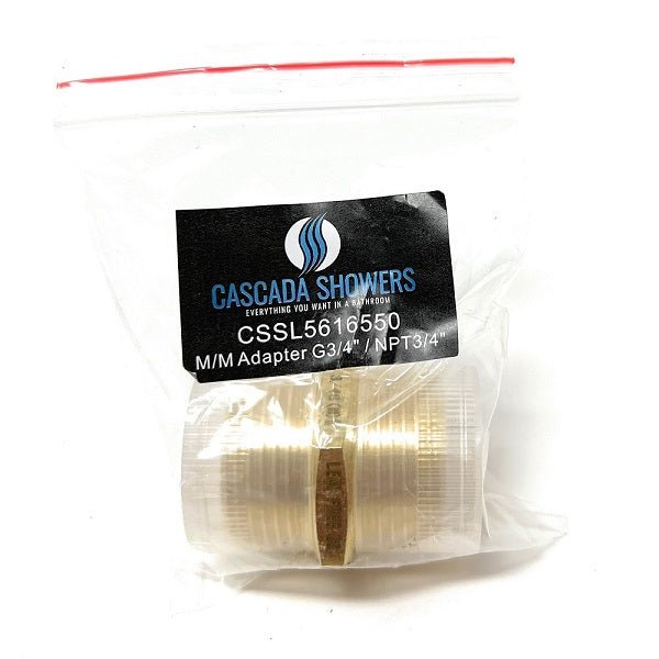 G Thread (Metric BSPP) Male to NPT Male Lead-Free Adapter (3/4" x 3/4") - Cascada Showers