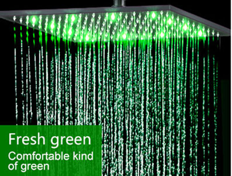10" Square Rainfall LED Shower Head