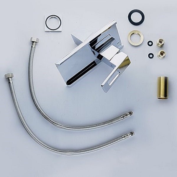 LED Waterfall Sink Faucet - Cascada Showers cascada bathroom sink waterfall faucet for led light light up faucets color changing hot and cold 1 hole 3 colors water mixer single handle deck mounted tap high quality solid structure automated temperature chrome pressure red green blue Ceramic LED