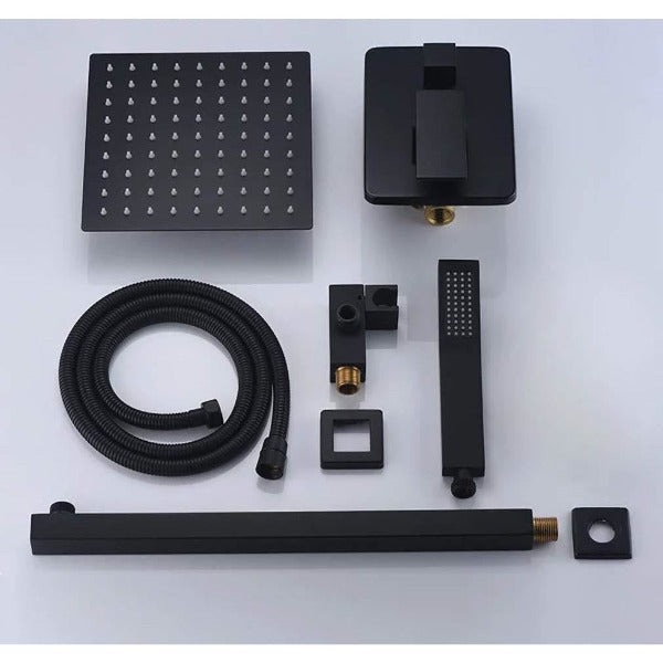 Cascada Luxury 12" Square Wall Mounted Shower System, Dual Handle shower head, thermostatic shower, rain shower, rain shower faucet, shower head sets for bathroom