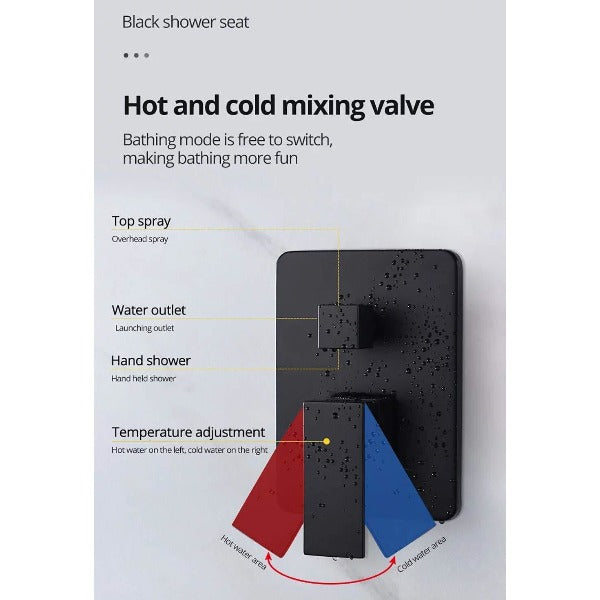 Cascada Luxury 12" Square Wall Mounted Shower System, Dual Handle shower head, thermostatic shower, rain shower, rain shower faucet, shower head sets for bathroom