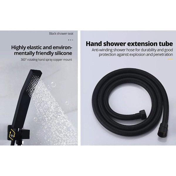 Cascada Luxury 12" Square Wall Mounted Shower System, Dual Handle shower head, thermostatic shower, rain shower, rain shower faucet, shower head sets for bathroom