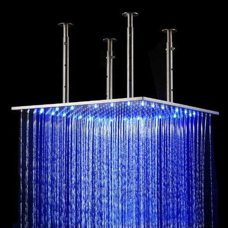 Luxury Square Stainless Steel 20" LED Rain Shower Head - Cascada Showers